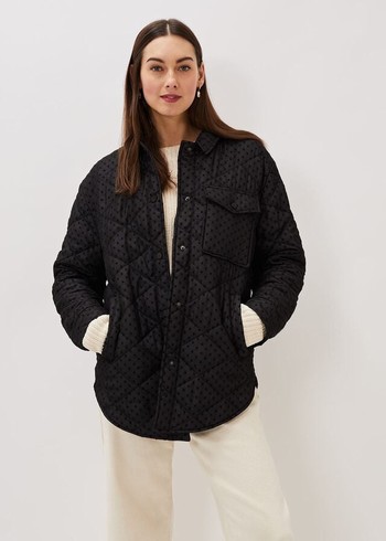 Phase Eight Lola Quilted Polka Dot Coats Black Canada | LTRAXJ-841